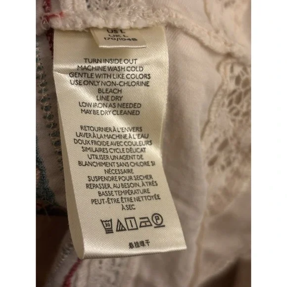 By Anthropologie Women's Kayla Ivory Floral Pleated Beaded Blouse Size L $148 - Picture 6 of 9